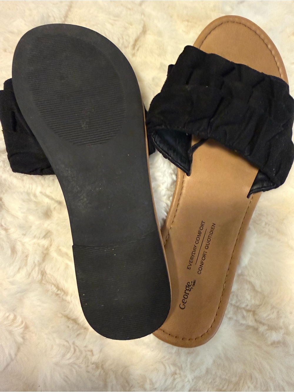 George Black Ruffled Slide Sandals - Picture 4 of 4